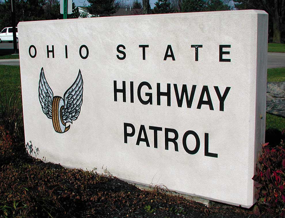 Ohio State Highway Patrol Limestone Sign