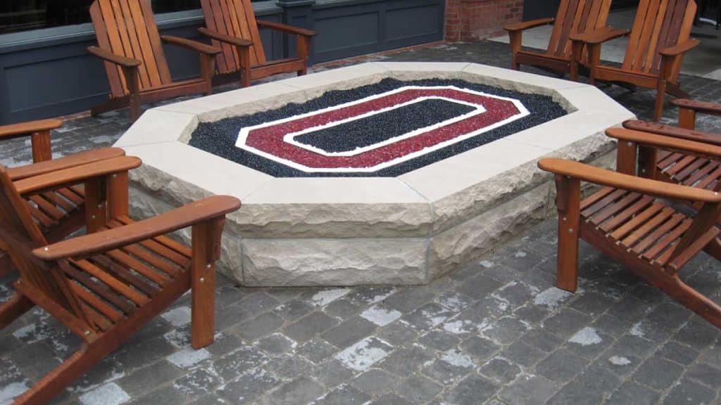 Large Ohio State Fire Pit with Indiana Limestone Walls